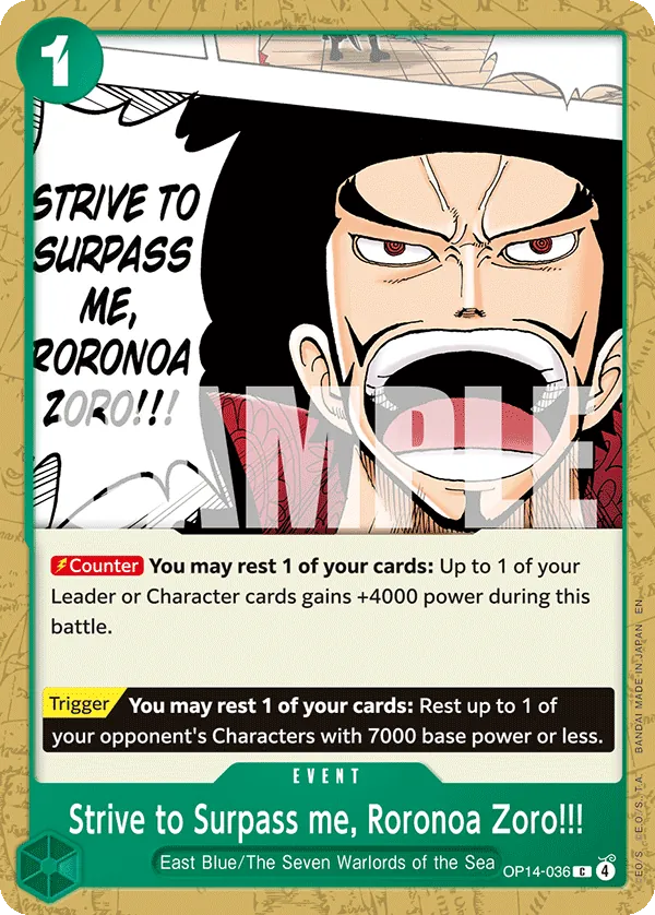 OP14-036 Strive to Surpass me, Roronoa Zoro!!! [JP]