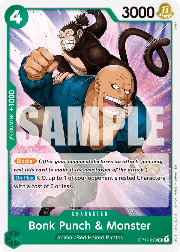 OP17-028 Bonk Punch & Monster Japanese One Piece Card Game