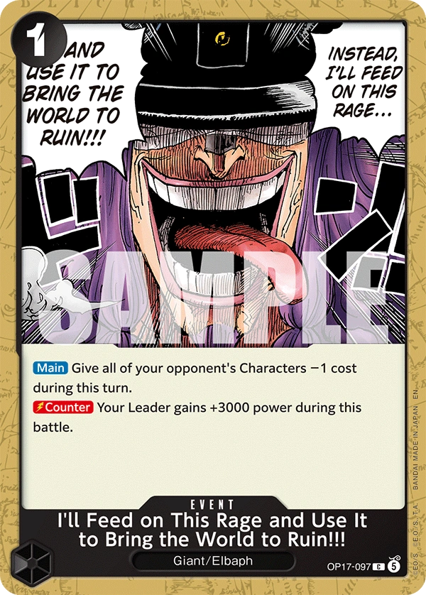 OP17-097 I'll Feed on This Rage and Use It to Bring the World to Ruin!!! Japanese One Piece Card Game
